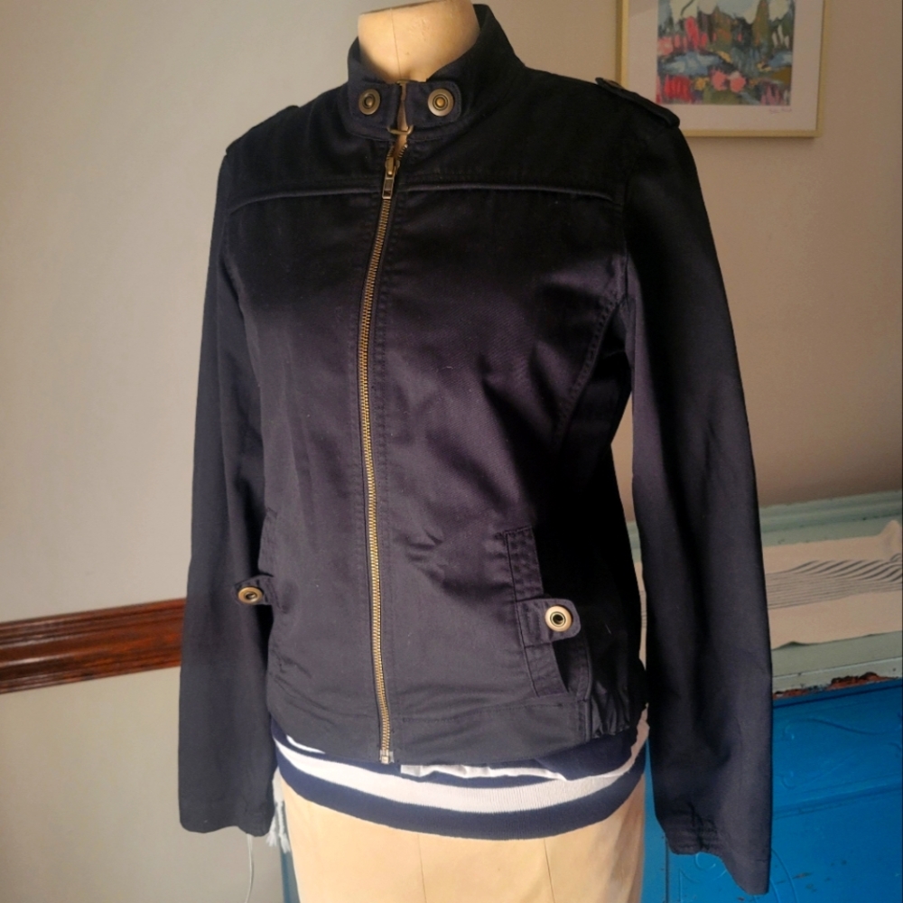 Genuine Volcom Flochickie Jacket, Mandarin Collar Zip Up Moto Jacket